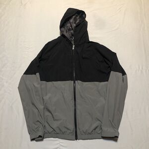 Reebok Mesh Lined Black Gray Warm-Up Track Windbreaker Rain Jacket Youth XL